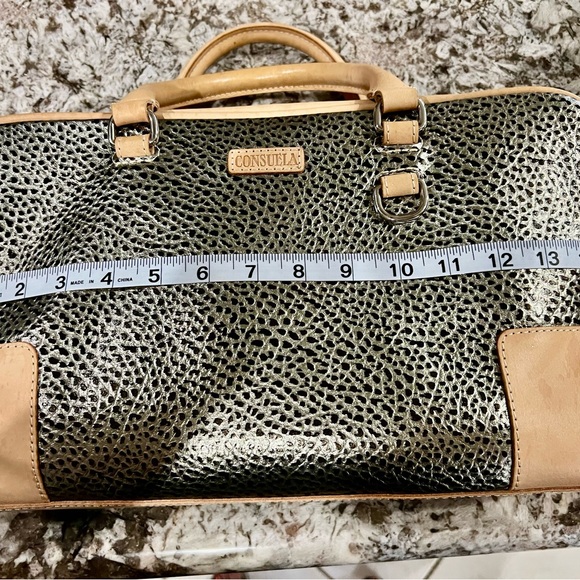 Consuela Wesley Silver and Tan Women's Satchel - Picture 9 of 14